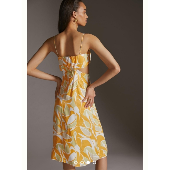 NWT ANTHRO' Cut Out Printed Midi Dress - Picture 2 of 11